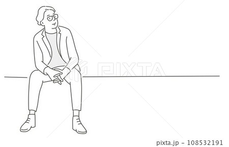 Young man in glasses sitting Young man in glasses sitting 108532191