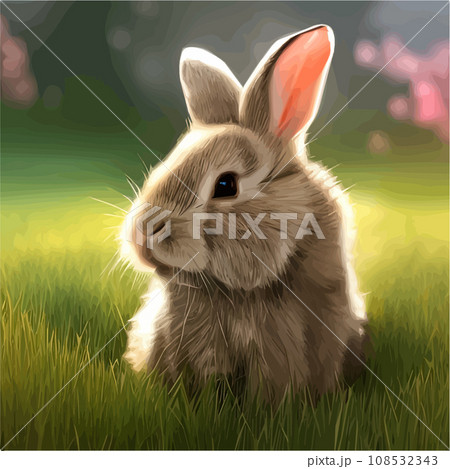 Cute little rabbit for Easter spring holiday , spring holiday .Easter landscape , Wildlife forest, park, meadow and farm animals. Nice rabbit sitting on the meadow grass grass Cute little rabbit for Easter spring holiday , spring holiday .Easter landscape , Wildlife forest, park, meadow and farm animals. Nice rabbit sitting on the meadow grass grass 108532343
