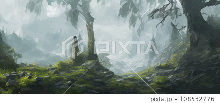 Fantasy epic magic mountain landscape. Mystical winter valley valley , Panoramic view of big mountains . Mountains landscape. Rural nature background. hills horizon Fantasy epic magic mountain landscape. Mystical winter valley valley , Panoramic view of big mountains . Mountains landscape. Rural nature background. hills horizon 108532776