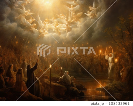 All Saints Day, the souls of the dead return home, oil illustration AI 108532961