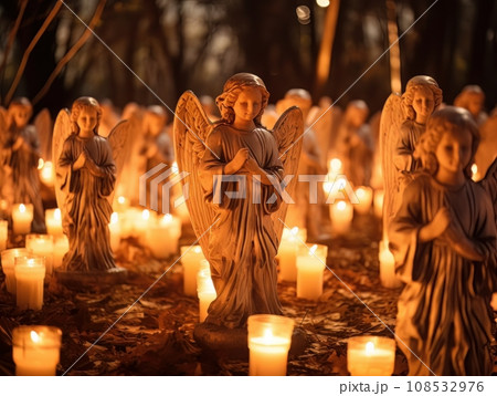 Marble statues of angels in religious orthodoxy symbol AI 108532976