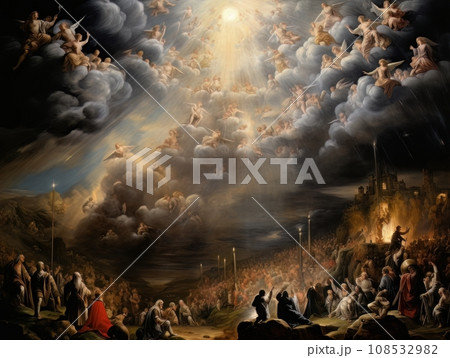 All Saints Day, the souls of the dead return home, oil illustration AI 108532982