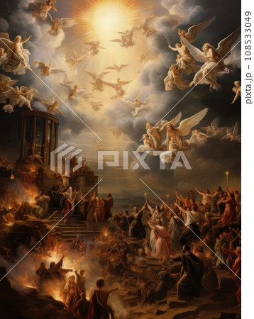 All Saints Day, the souls of the dead return home, oil illustration AI All Saints Day, the souls of the dead return home, oil illustration AI 108533049