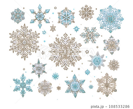 繊細なデザインの雪の結晶のイラストセット 108533286