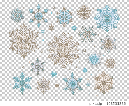 繊細なデザインの雪の結晶のイラストセット 108533286