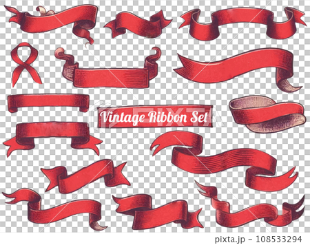 Vintage red ribbon variation set Vintage red ribbon variation set 108533294