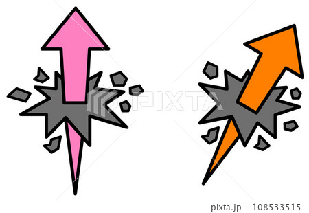 限界の壁を突き破り上向で急上昇する矢印のイラスト 限界の壁を突き破り上向で急上昇する矢印のイラスト 108533515