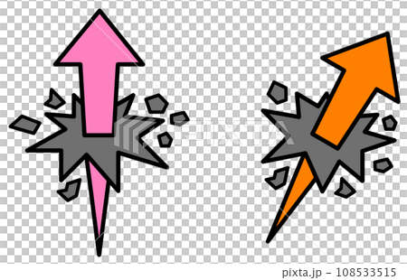 限界の壁を突き破り上向で急上昇する矢印のイラスト 限界の壁を突き破り上向で急上昇する矢印のイラスト 108533515