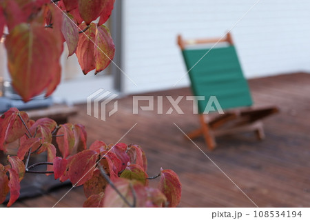 紅葉とウッドデッキのある庭 紅葉とウッドデッキのある庭 108534194