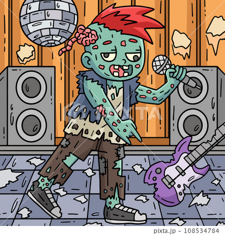 Zombie Rocker Colored Cartoon Illustration Zombie Rocker Colored Cartoon Illustration 108534784