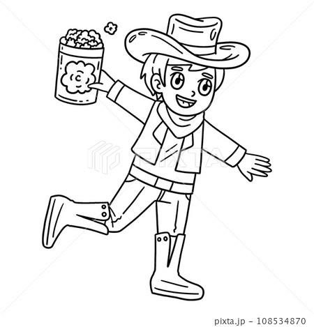 Circus in Cowboy Outfit Isolated Coloring Page 108534870