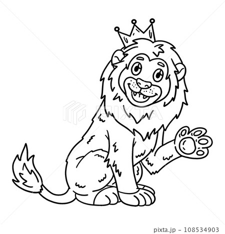 Happy Lion with a Crown Isolated Coloring Page Happy Lion with a Crown Isolated Coloring Page 108534903