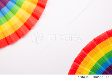 Tolerance, kindness, cooperative, friendship day concept. Rainbow fan. Tolerance, kindness, cooperative, friendship day concept. Rainbow fan. 108535072