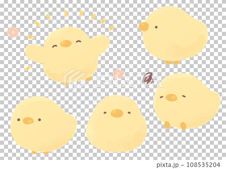 Hand-drawn chick character expression set 108535204