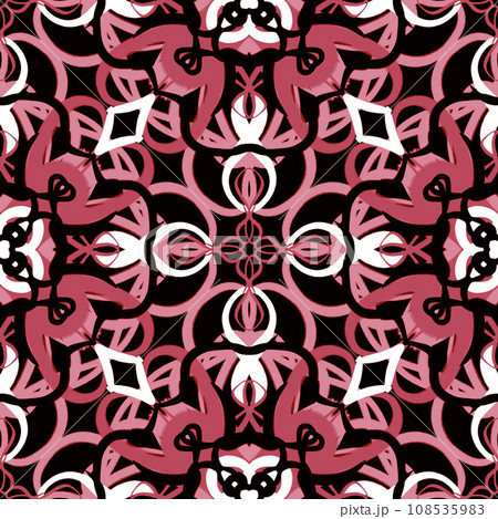 Arabesque mosaic ornament pattern. Symmetric authentic ethnic tribal backround. Antique texture for textile, print, design. Arabesque mosaic ornament pattern. Symmetric authentic ethnic tribal backround. Antique texture for textile, print, design. 108535983