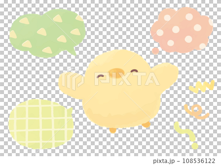 A cute balloon with a chick who talks happily 108536122