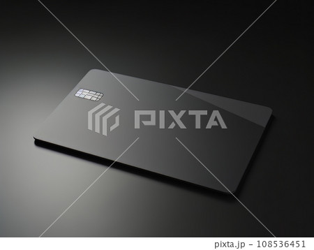 Black bank card on black background isolated AI 108536451