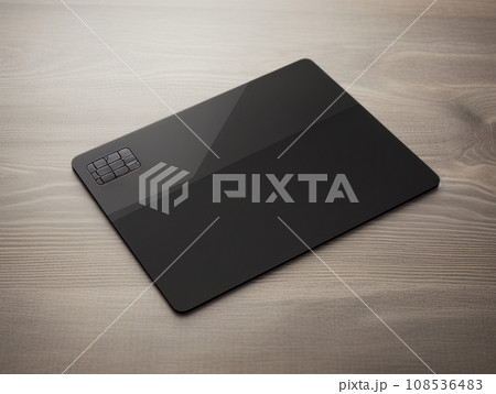 Black bank credit card on wooden table isolated AI Black bank credit card on wooden table isolated AI 108536483