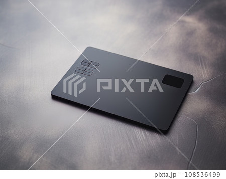 Black bank credit card on marble table isolated AI 108536499