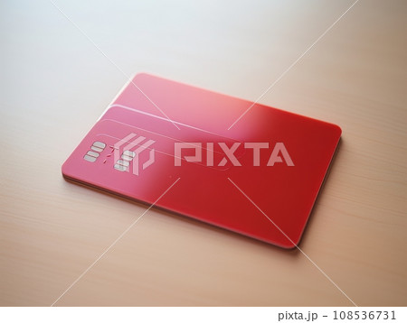 Red bank credit card on wooden table isolated AI Red bank credit card on wooden table isolated AI 108536731