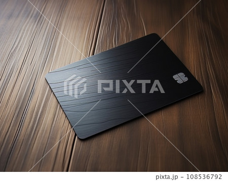 Black bank credit card on wooden table isolated AI Black bank credit card on wooden table isolated AI 108536792