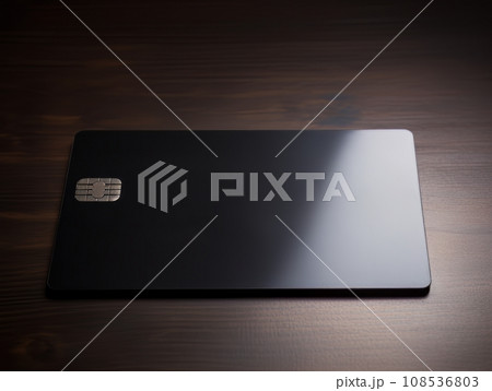 Black bank credit card on wooden table isolated AI Black bank credit card on wooden table isolated AI 108536803