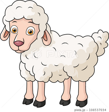 Cute baby sheep cartoon on white background 108537034