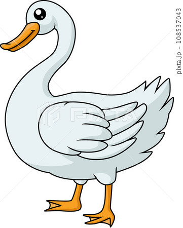 Cute swan cartoon on white background 108537043