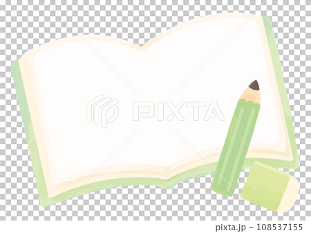 開いた本と鉛筆と消しゴム フレーム 開いた本と鉛筆と消しゴム フレーム 108537155