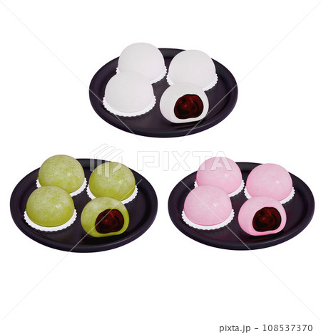 Japanese dessert 3D Mochi , 3d rendering 108537370
