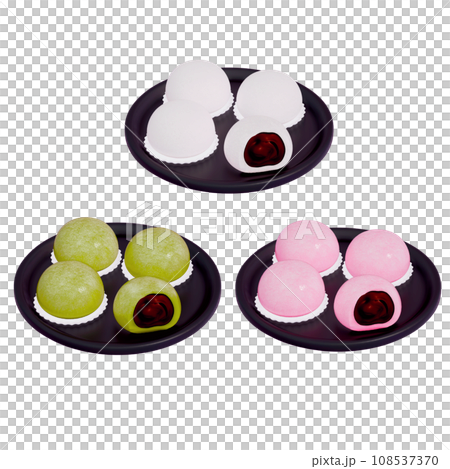Japanese dessert 3D Mochi , 3d rendering 108537370