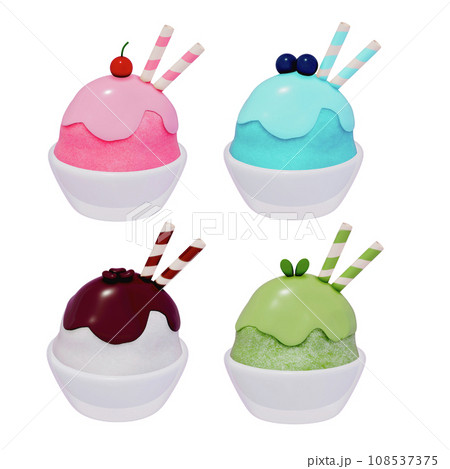 Japanese dessert 3D Shaved ice , 3d rendering 108537375