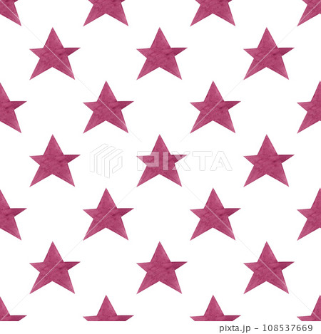 Hand painted watercolor stars in a checkerboard pattern on a transparent background. Seamless holiday pattern for your design Hand painted watercolor stars in a checkerboard pattern on a transparent background. Seamless holiday pattern for your design 108537669
