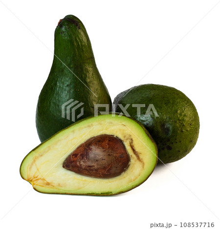 Avocado isolated on white background. avocado sliced closeup. Avocado isolated on white background. avocado sliced closeup. 108537716