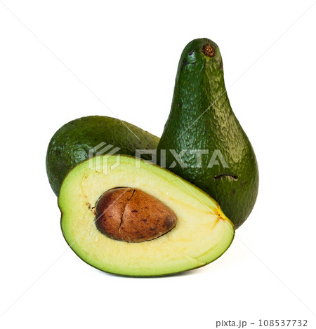 Avocado isolated on white background. avocado sliced closeup. Avocado isolated on white background. avocado sliced closeup. 108537732
