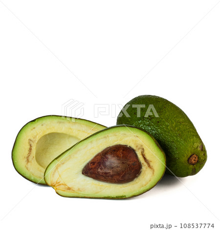 Avocado isolated on white background. avocado sliced closeup. Avocado isolated on white background. avocado sliced closeup. 108537774