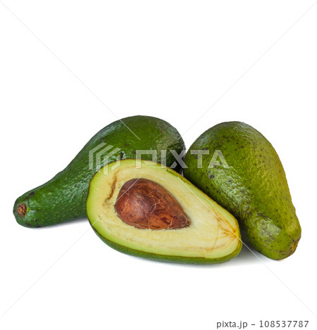 Avocado isolated on white background. avocado sliced closeup. 108537787