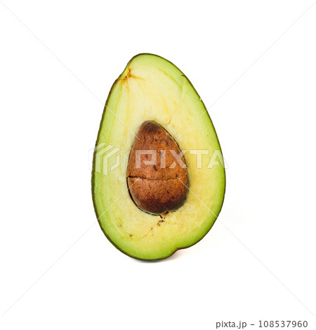 Avocado isolated on white background. avocado sliced closeup. 108537960
