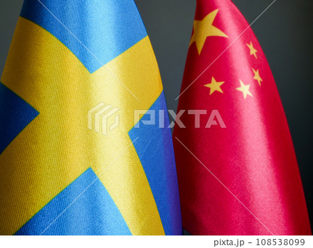 Flags of Sweden and China. Flags of Sweden and China. 108538099