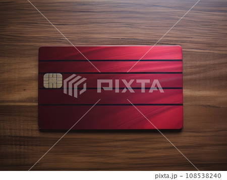 Red bank credit card on wooden table isolated AI Red bank credit card on wooden table isolated AI 108538240