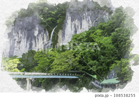 水彩画風　井倉洞　岡山県新見市 108538255