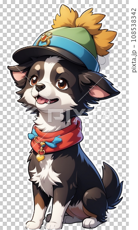 【背景透過】お帽子のボーダーコリー 108538342