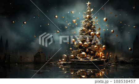 クリスマスツリー：シュールレアリズム的表現の背景画像