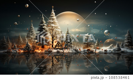 クリスマスツリー：シュールレアリズム的表現の背景画像
