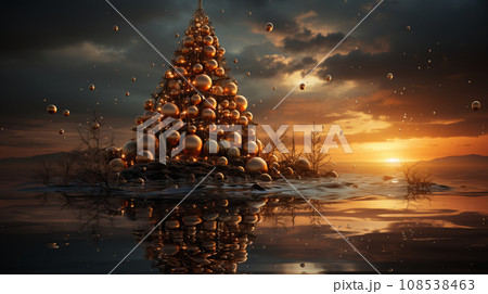 クリスマスツリー：シュールレアリズム的表現の背景画像