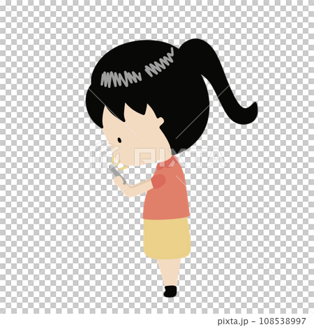 the girl play mobile phone the girl play mobile phone 108538997