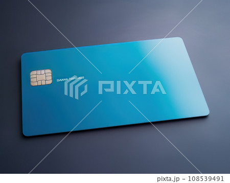 Blue bank card on blue background isolated AI 108539491