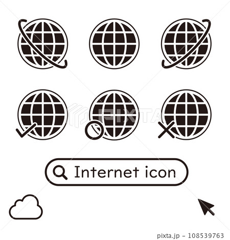 モノクロのインターネットアイコン2 108539763