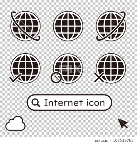 モノクロのインターネットアイコン2 108539763