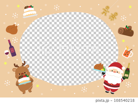 Santa, reindeer and food frame beige 108540218